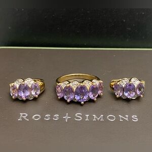 Ross Simons Purple Sapphire Ring and Matching Earrings